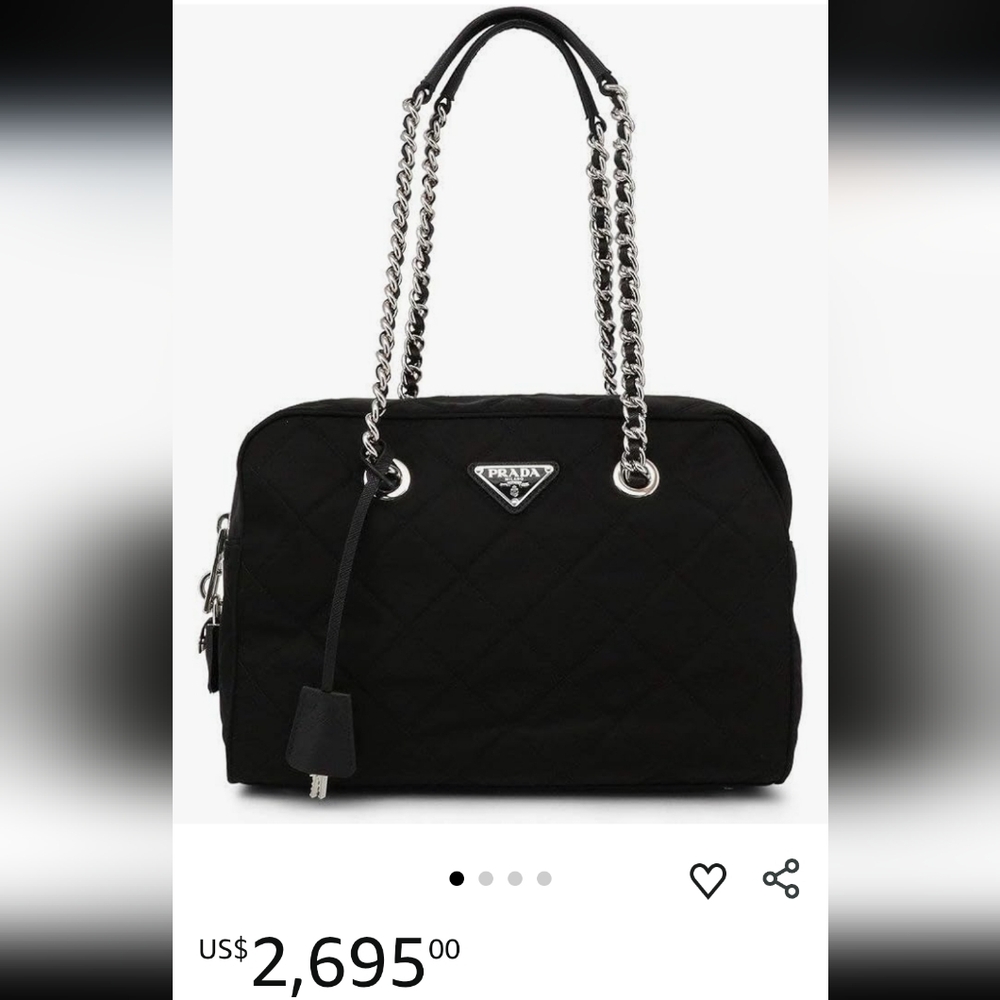 Prada Black Tussu Quilted Nylon Bag + Lock & Key W/Poshmark Authentication - Picture 15 of 15